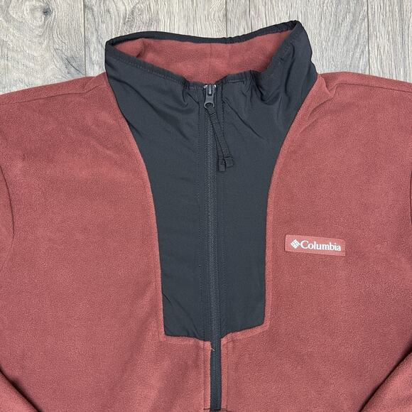 Columbia 1/2 Zip Fleece Jacket Sz Small Mens Maroon Sequoia Grove $60 - Picture 6 of 12